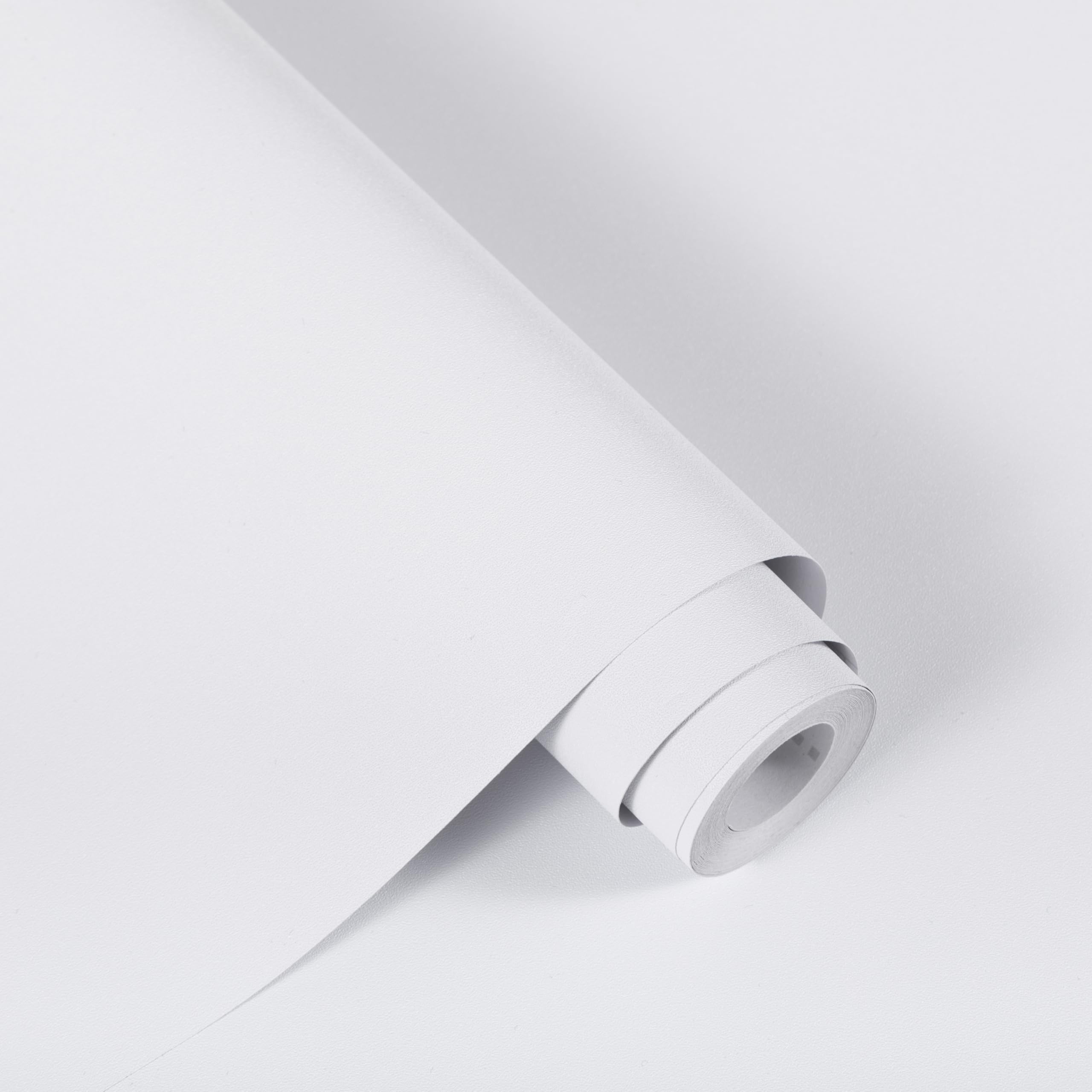 Alened Sticky Back Plastic White Vinyl Wrap Matt 90x500cm Self Adhesive Wallpaper Peel and Stick Waterproof Removable for Kitchen Cupboard Furniture Walls DIY — image 1