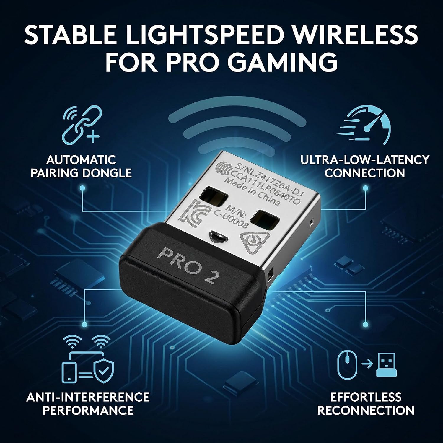 Zyyini USB Mouse Receiver, Light Speed Wireless Technology, Automatic Pairing Dongle Adapter for G PRO 2 Mouse, Compact and Lightweight image 3