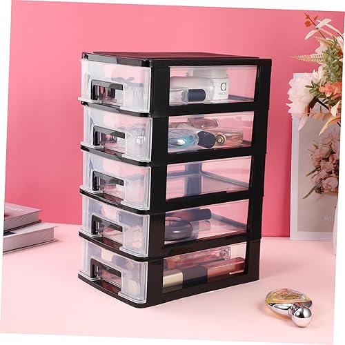 Miniatura 6 de 1 juego de gabinete de almacenamiento de plástico tipo cajón armario 5 cajones mini contenedores de almacenamiento con cajones para la oficina