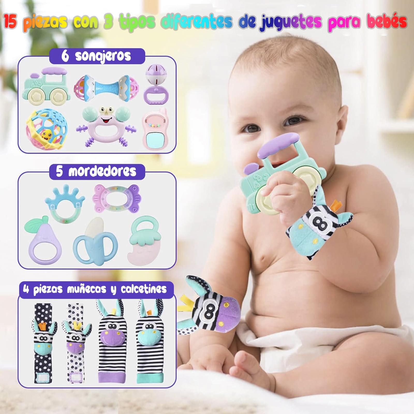 Sonajero Bebe Meses Juguetes De Estimulación Temprana Para Niños