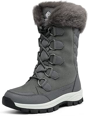 DREAM PAIRS Women's Waterproof Winter Snow Boots, Warm Comfortable Faux Fur Insulated Non-Slip Outdoor Lace-Up Mid Calf Booties