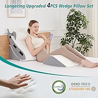 Vista 2 de Orthopedic Bed Wedge Pillow Set for Sleeping 4 PCS - Adjustable Triangle Pillow for Neck Leg Support with Washable Cover - 35D Foam Wedge Pillow
