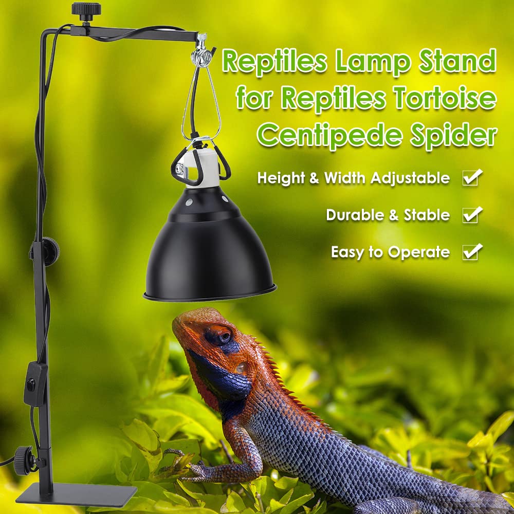 Stojak na lampę z gadami, regulowana wysokość metalowy uchwyt lampy płazy wąż jaszczurka żółw pająk terrarium lampa ciepła wieszak wspornik lampy podłogowej stojak