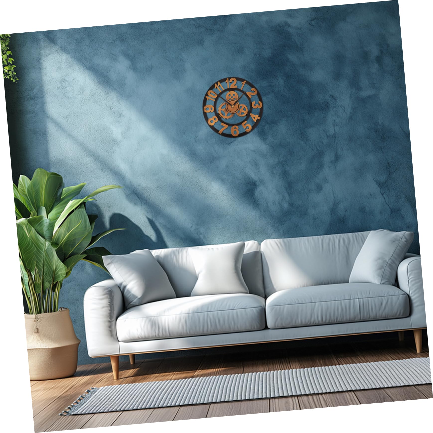 Cabilock Reloj de Pared Decorativo de Madera Engranajes, Silencioso Estilo Industrial Hogar Oficina, Adorno Colgante Moderno