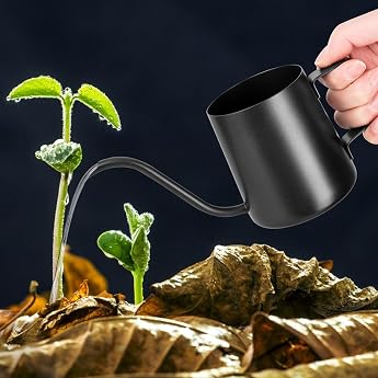 XTDMJ 250 ml Black Watering Can Small Indoor Plants Mini Watering Can Stainless Steel Long Spout Watering Can Garden Watering Can for Indoor Plants Succulents