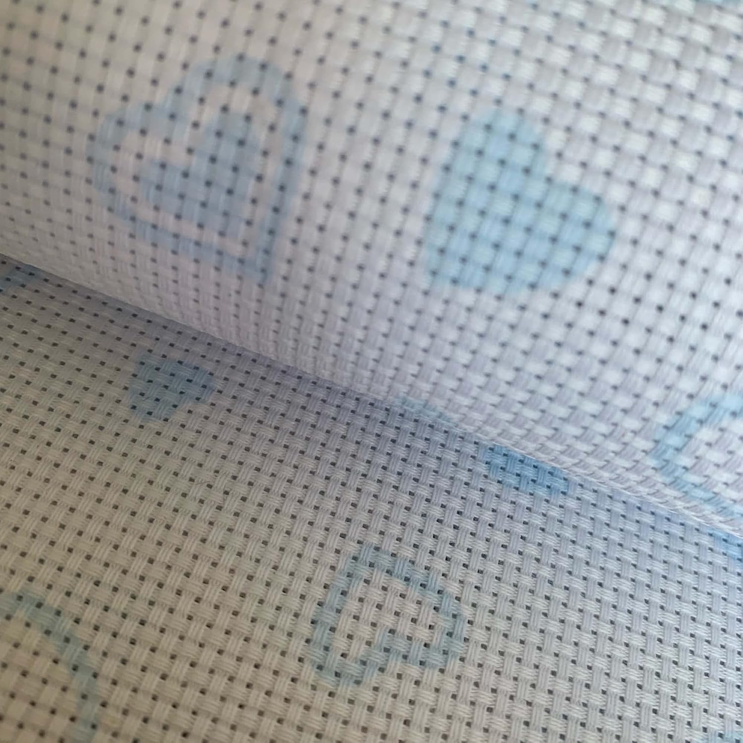 11CT Printed Aida Cross Stitch Fabric, Blue Hearts, W59 x L39