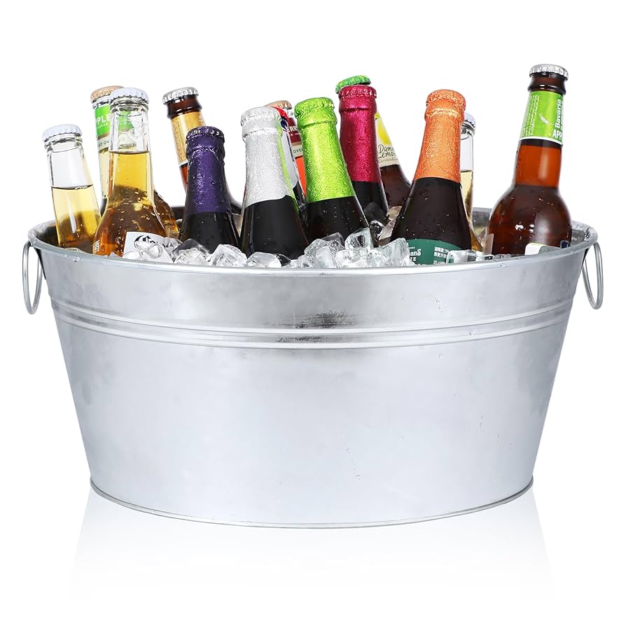 Amazon | アイスバケツ 楕円形 飲料桶 亜鉛メッキバケツと