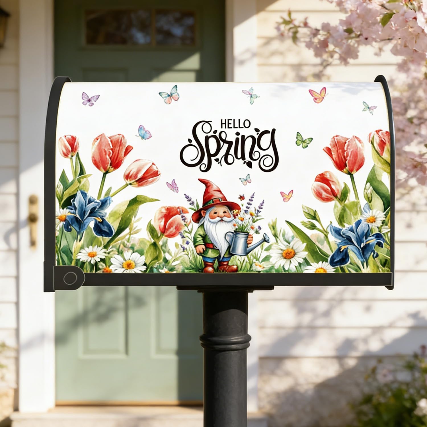 Magnetic Mailbox Covers Standard Size 18 x 21 Inch - 4 PCS Seasonal Hello Spring Summer Fall Winter Magnetic Mailbox Covers Wraps, Outside Garden Patio Yard Home