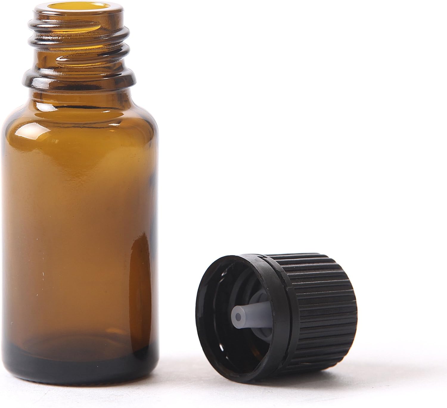Mystic Moments Amber Glass Boston Round Bottle (With Black Tamper Evident Cap & Dropper) (10) 15ml