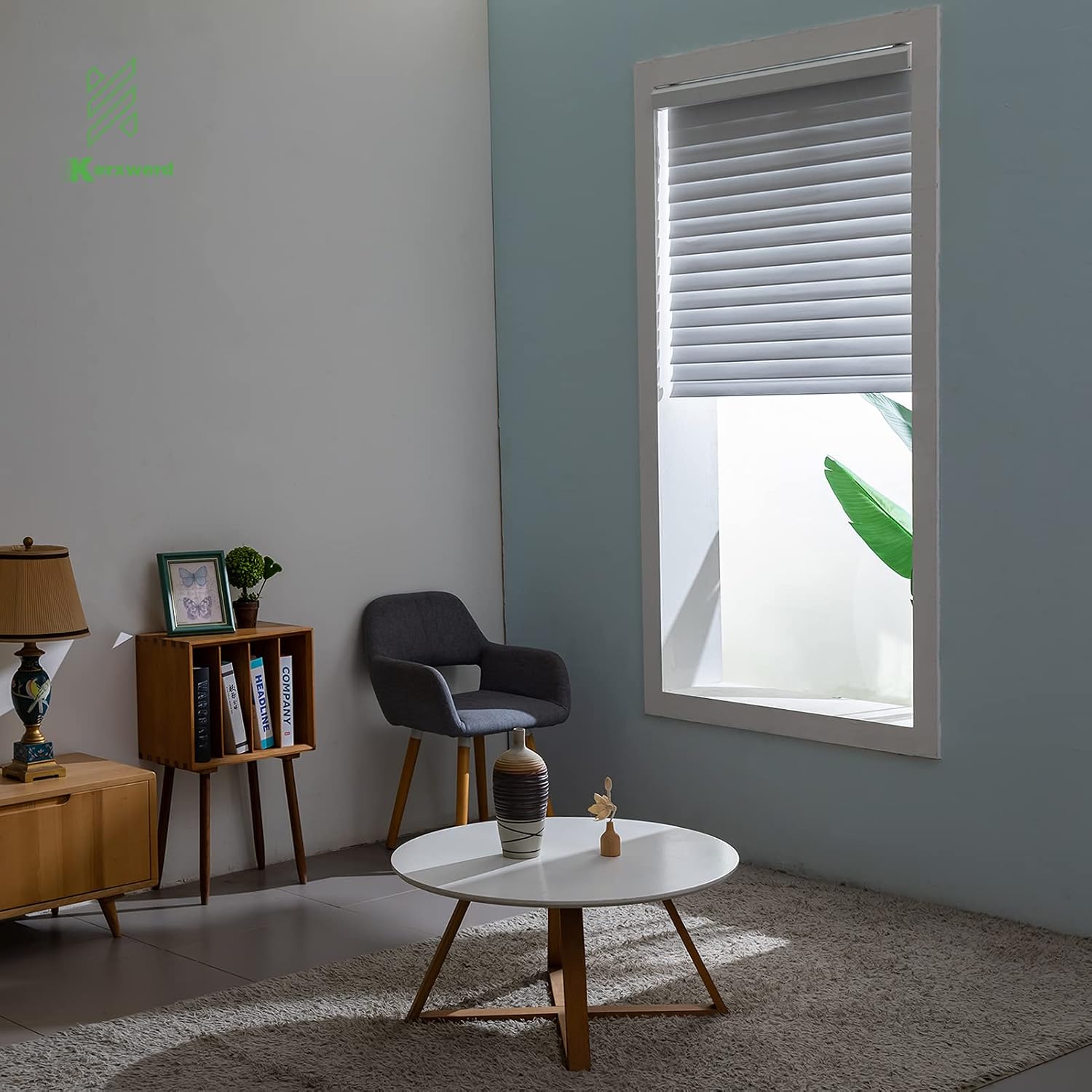 Motorized Blinds Shangri-la Shades Compatible with Alexa Google Home Light Filtering Smart Window Blind Customizable 85% Blackout White