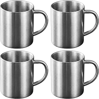 4pcs Stainless Steel Thermos Canister, Thermos Container, 300ml, Stainless Steel, Coffee Mug, Double Walled Stainless Steel Mug