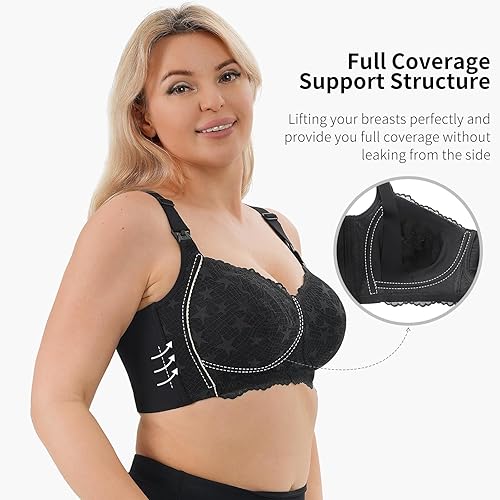 Miniatura 3 de Lace Plus Size Nursing Bras for Breastfeeding, Full Coverage Maternity Bra for Pregnancy, Soft Breastfeeding Bra