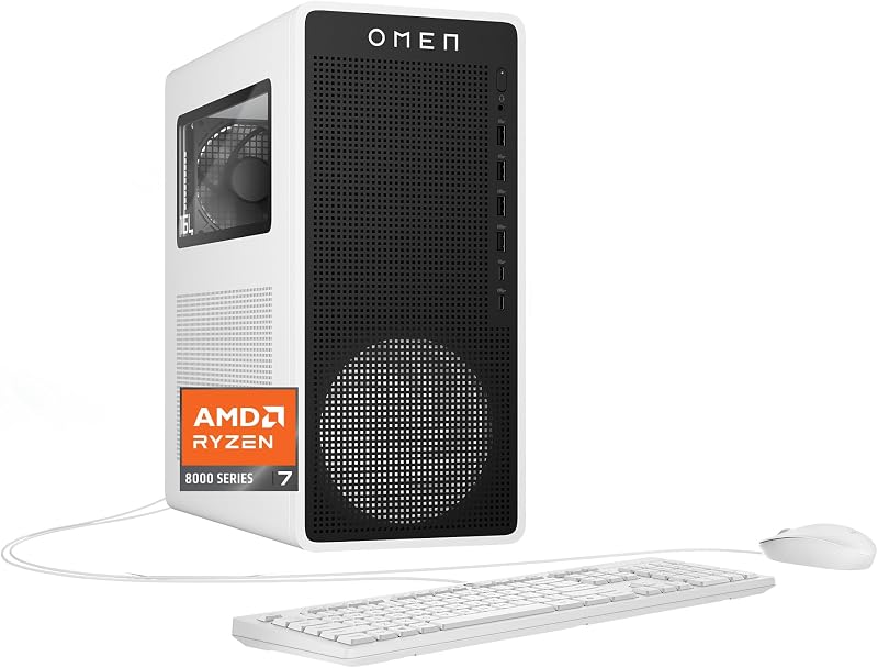OMEN 16L Gaming Desktop PC, AMD Ryzen 7 8700F, 32 GB RAM, 1 TB SSD, NVIDIA GeForce RTX 5060, Windows 11 Pro, Microsoft Copilot, Panda Metal