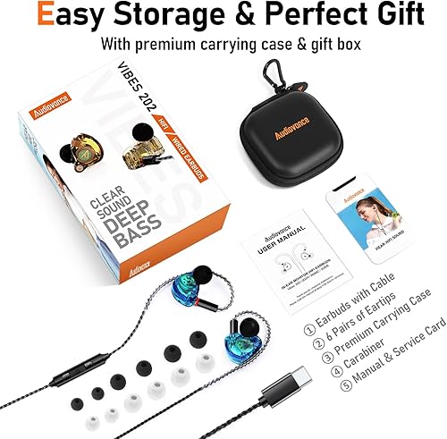 Miniatura 6 de Vibes 202MC USB-C - Auriculares intraurales USBC HiFi para iPhone 171615 - Auriculares con aislamiento de ruido con micrófono - Sonido claro, graves