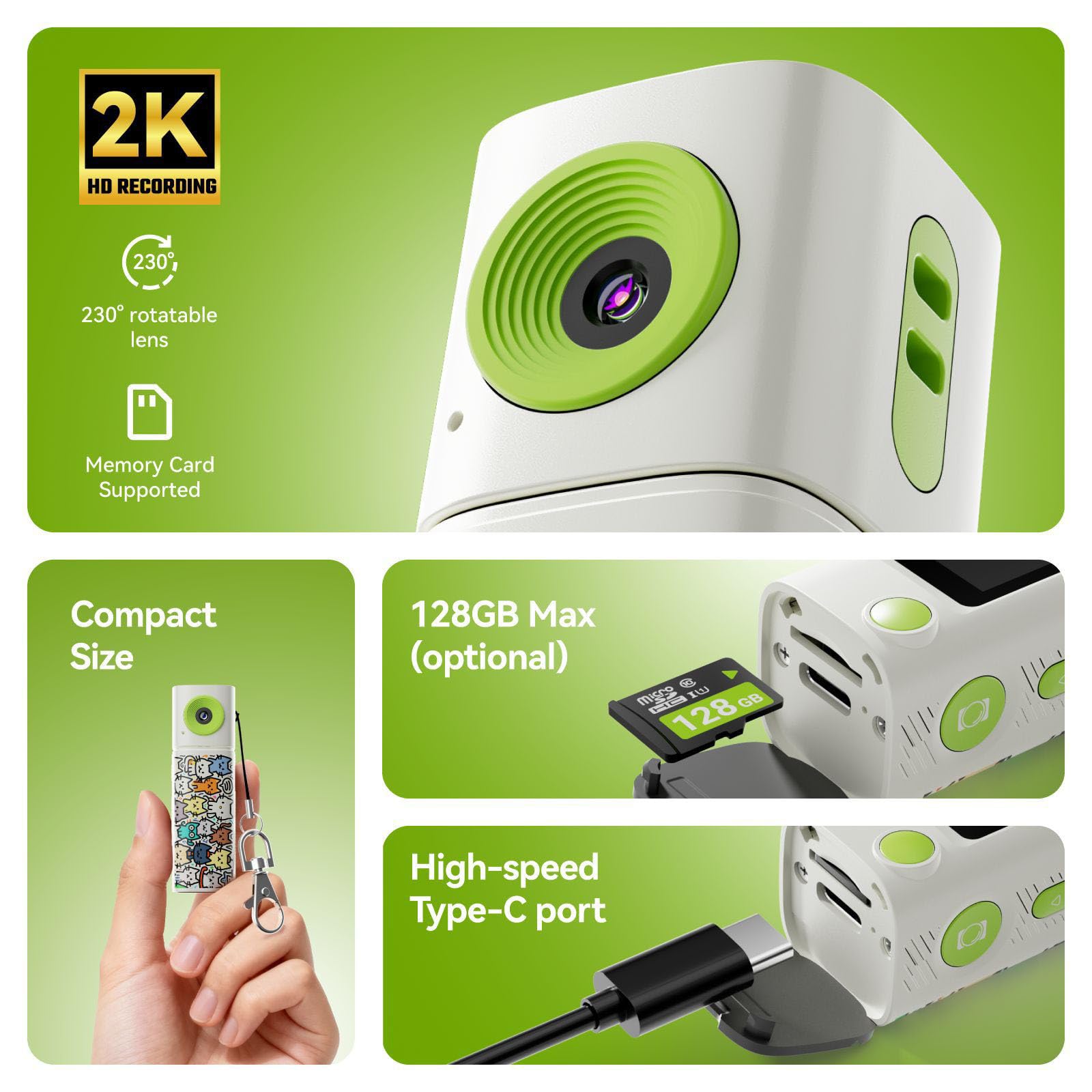 Fotocamera Giocattolo Portatile con Memoria da 32 e Ricarica USB C, Ideale per i Nuovi fotografi Fotocamera Digitale per Bambini