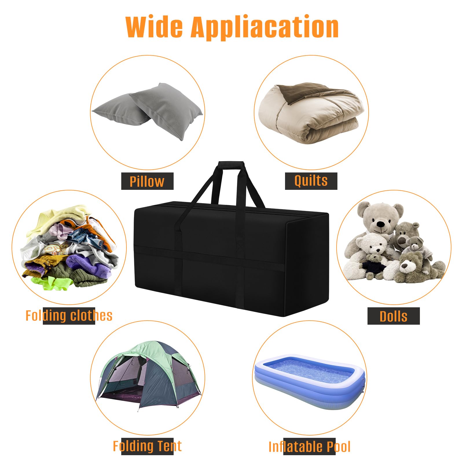 Borsa porta cuscini da giardino, 600D Oxford, 102 x 52 x 72 cm | impermeabile, con cerniera e maniglia imbottita