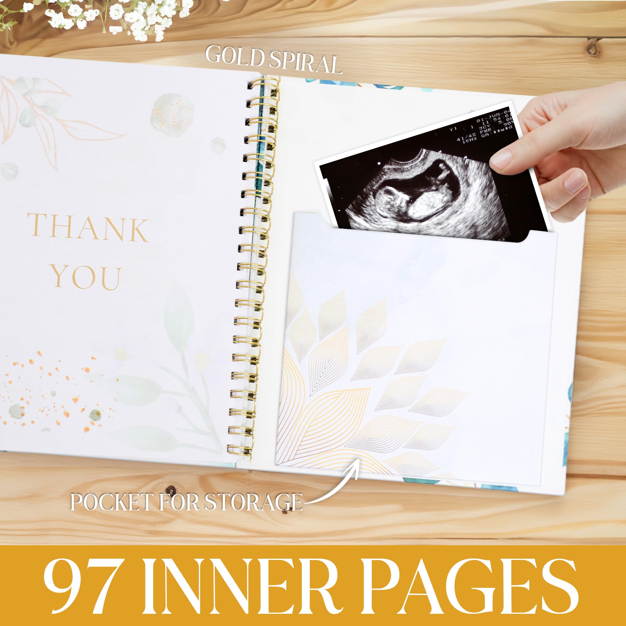 Schwangerschaftstagebuch Erinnerungsbuch, Baby Andenken Buch, 97 Seiten Hardcover Schwangerschaftsbuch, Babybuch ab Geburt, Schwangerschaftsplaner, Schwangerschaftstagebücher für Erstmütter, inklusive