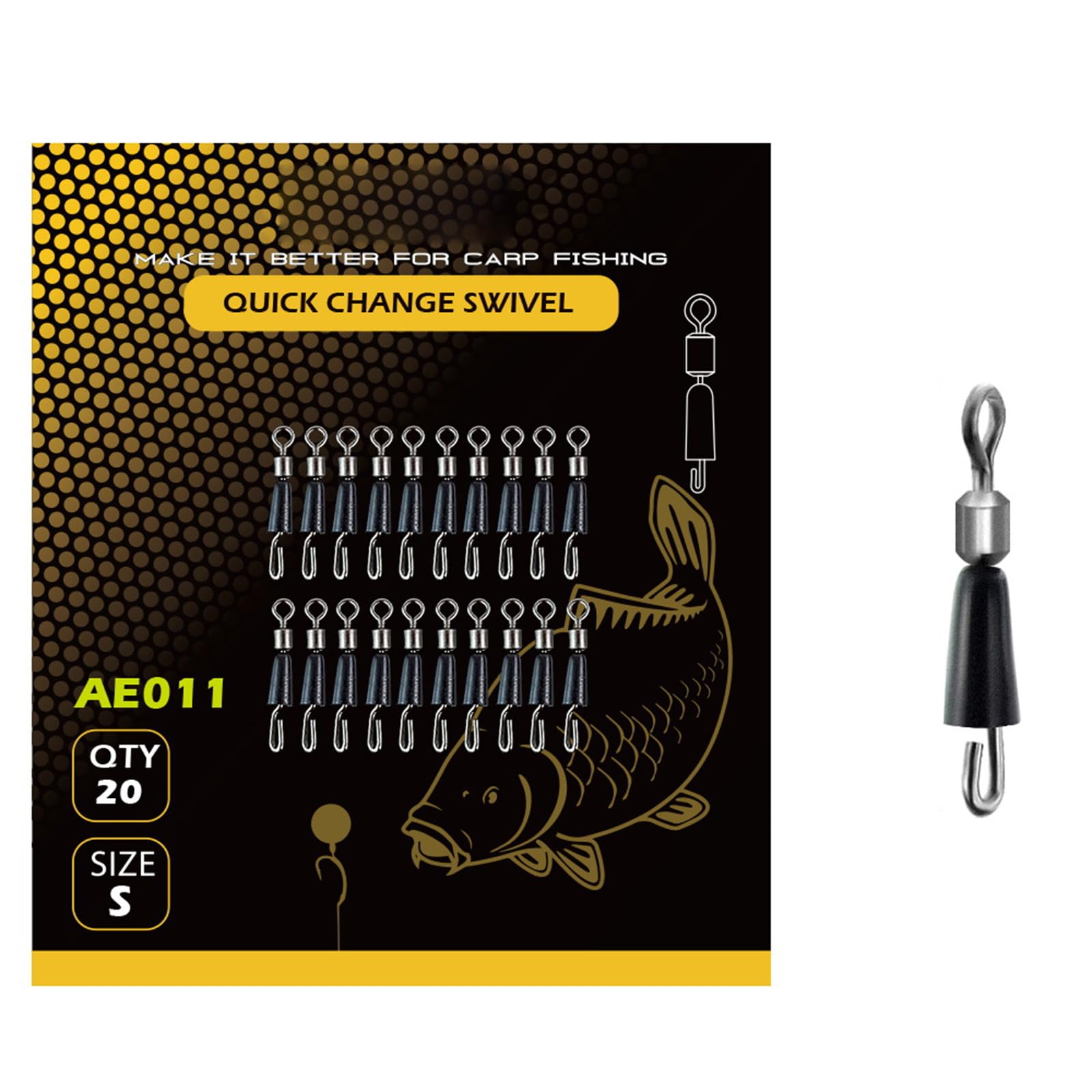 QIAOLIDA 20Pcs Feeder Swivels Professional Fast Change Swivels Fishing Tackle Fast Link Connector Fishing Essential
