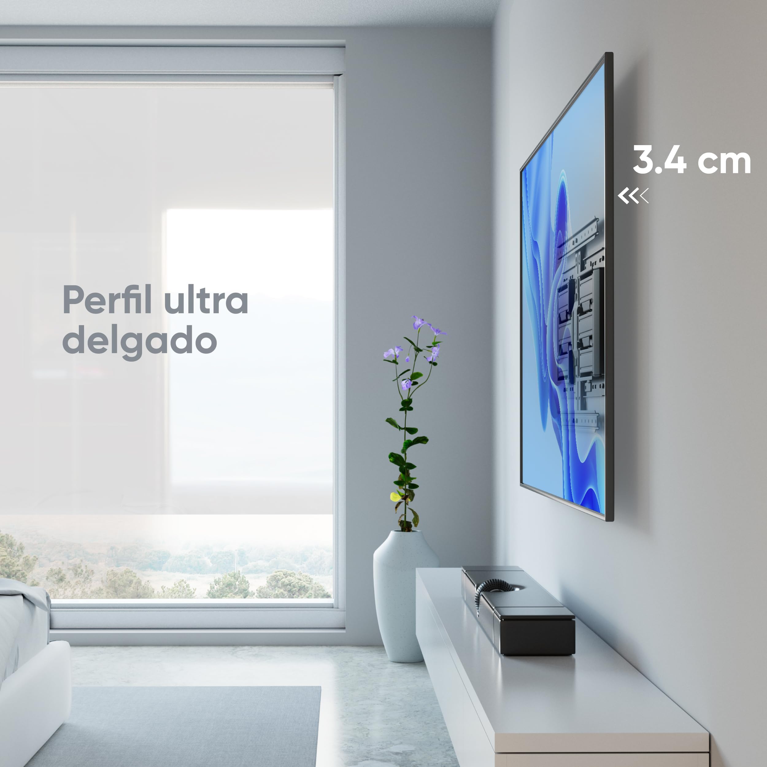 ONKRON Soporte TV Pared 32-90 Pulgadas, Carga hasta 50 kg, Brazo TV con VESA 200x200-600x400 mm, Soporte Television Pared Inclinable y Giratorio, Colgar Television Universal, Negro SM6L-B