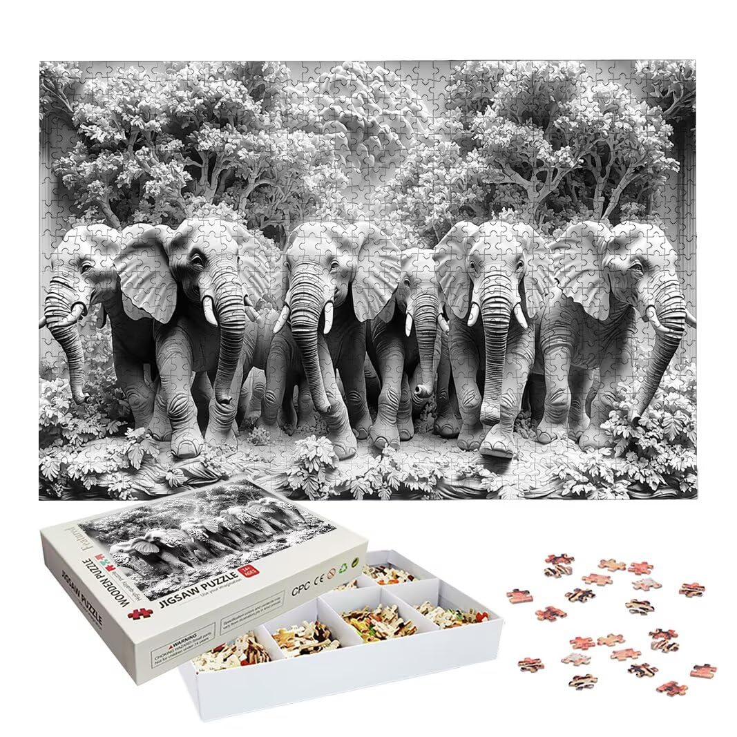 Puzzle 2000 Piezas, Puzzle Elefante de Madera para Adultos, Regalos -2548