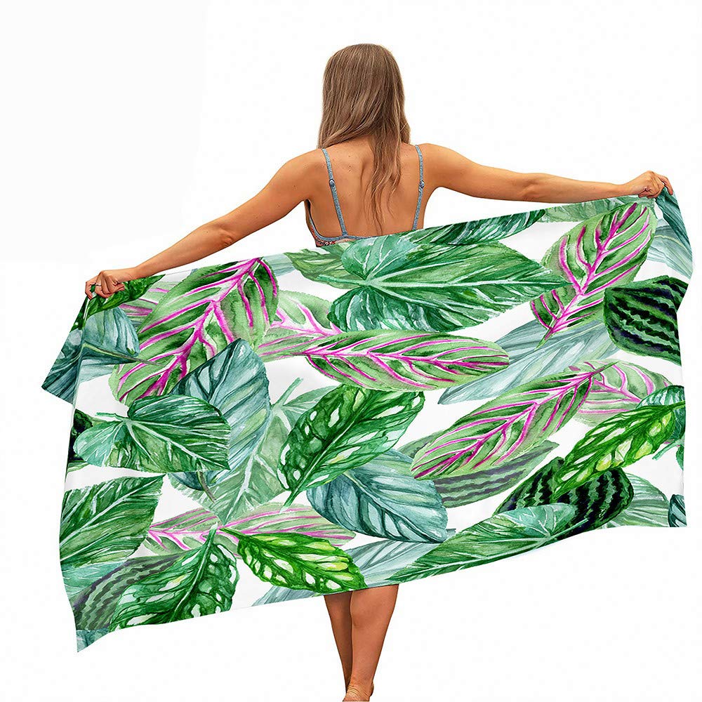 FANSU Serviettes De Bain Sans Sable, Impression De Feuille
