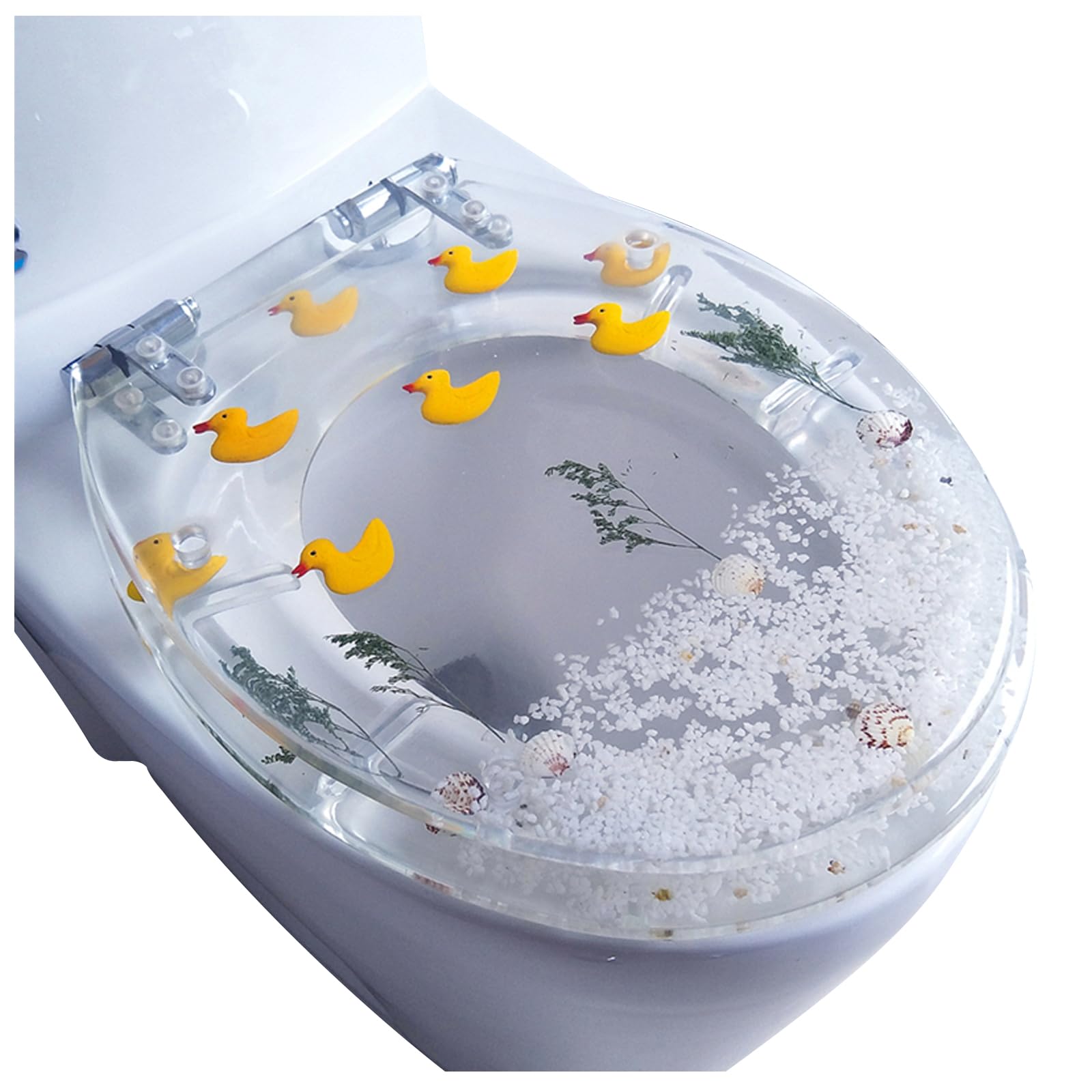 Buhelyc Transparenter Toilettensitz Mit Edelstahl-Doppelscharnier – Sanft Schließend, Für O/U/V-Form Toiletten
