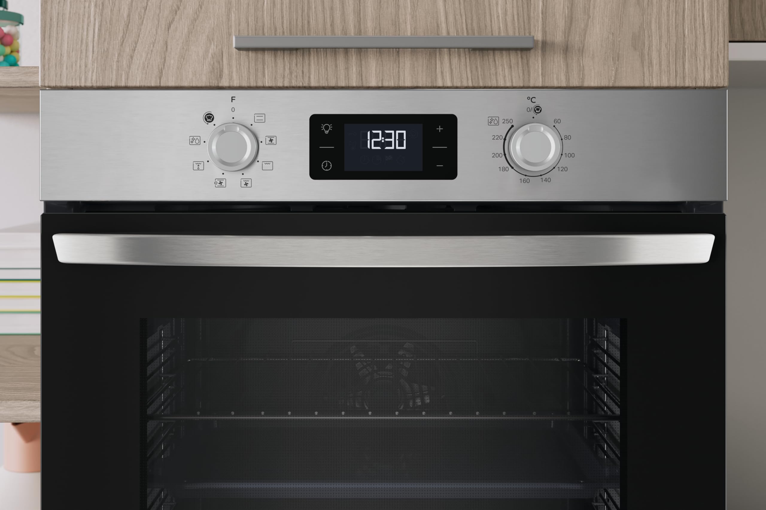 Indesit IO 255H X - Forno Multifunzione Da Incasso, Elettrico, Ventilato 71L, Acciaio Inox, Classe A. Turn And Go, Click And Go, Grill Integrale Reclinabile, Pulizia Vapore. 59,5 x 59,5 x 55,1cm