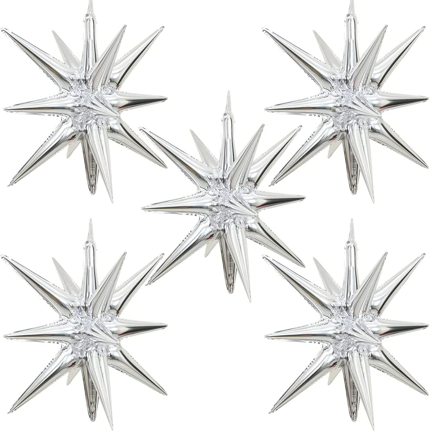 25PCS Star Foil Balloons Silver Foil Cone Balloons, 26 inch