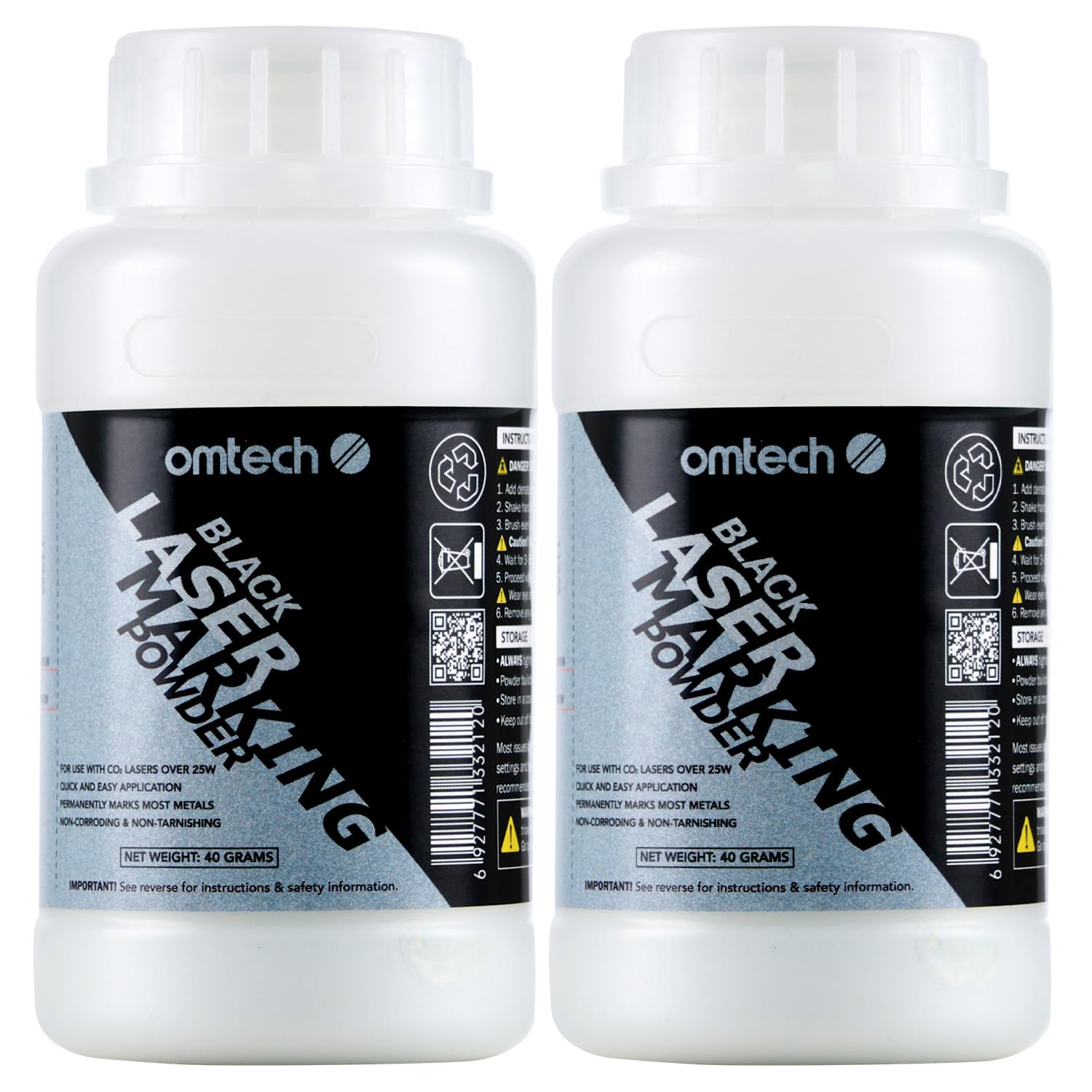 OMTech Laser Marking Powder, 120 mL Metal Laser Marking Fluid for CO2 Laser Engraver, High Contrast Laser Marking Ink for Metal, Laser Black Ink Laser Ink Agent (2 Bottle)