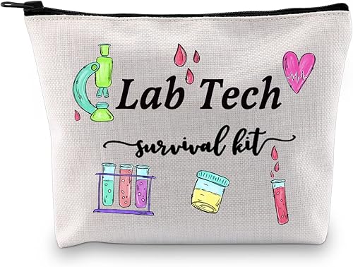 GJTIM Lab Tech Survival Kit Funny Lab Week Lab Tech Gift Laboratory Technician Laboratory Technician Zipper Pouch Makeup Bag