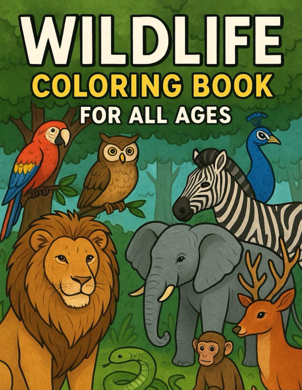 Amazing Wildlife: A Family Coloring Book, Animals & Birds Coloring Book for Adults and Kids: Coloring the Forest: Animals & Birds for Kids and Adults