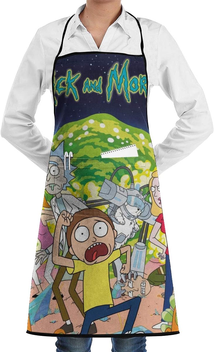 Rick N Morty Hem Apron with Pockets Home & Kitchen
