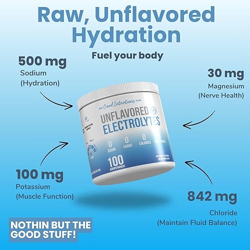 Miniatura 2 de Electrolitos sin sabor - 100 porciones - Electrolitos en polvo sin sabor - Electrolitos sin azúcar - Electrolitos sin sabor - Cero carbohidratos -