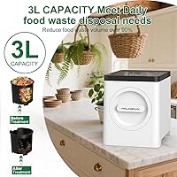 Vista 2 de 3L Compostador Eléctrico para Cocina, Contenedor de Compostaje de Encimera, Modelo Inteligente de Un Toque, Manejo de Residuos de Cocina, con Triple