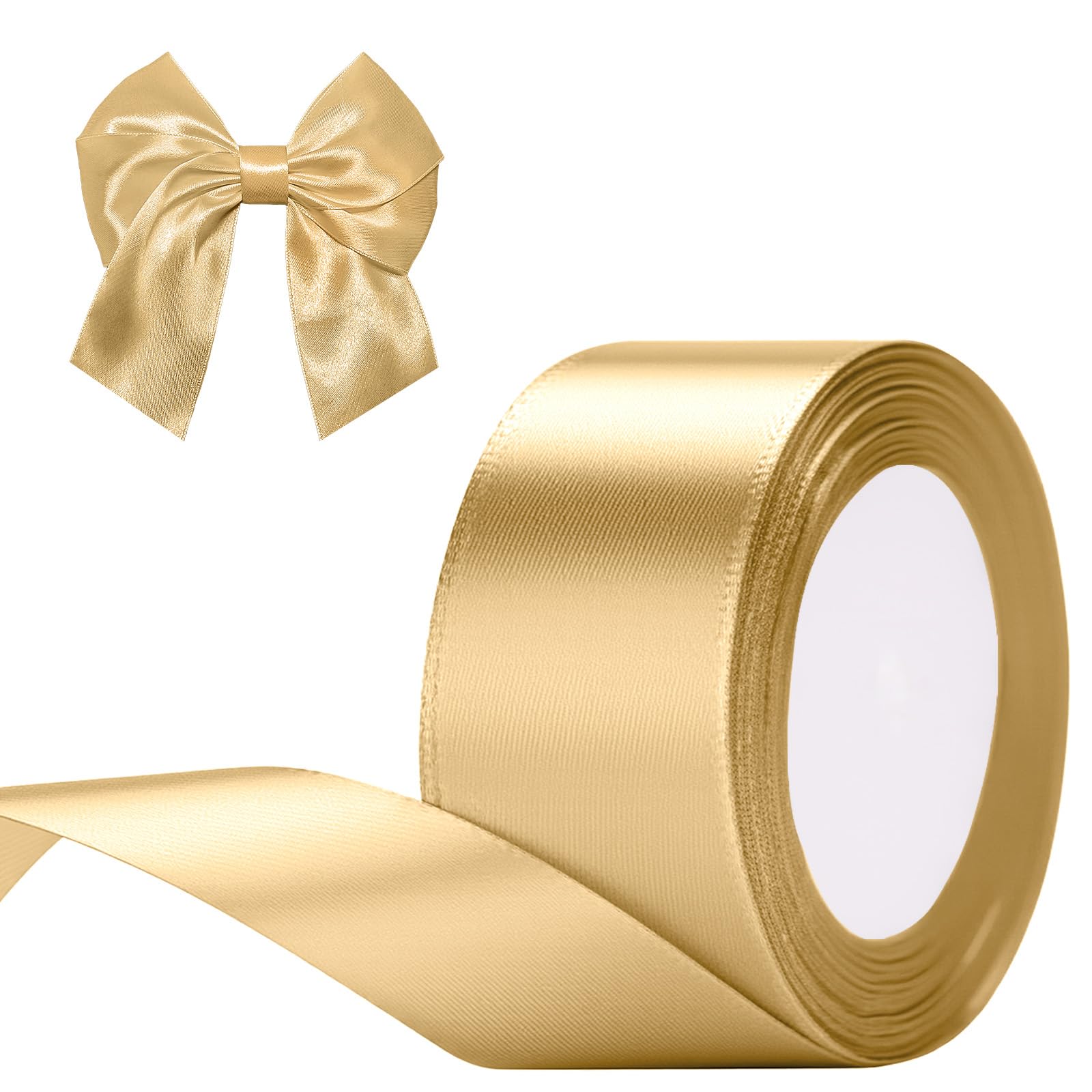 G2PLUS Gold Satinband 50mm, Breit Dekoration Geschenkband, 22m Schleifenband zum Bastel, Gold Satin Dekoband für Geschenkverpackung, Dekoration