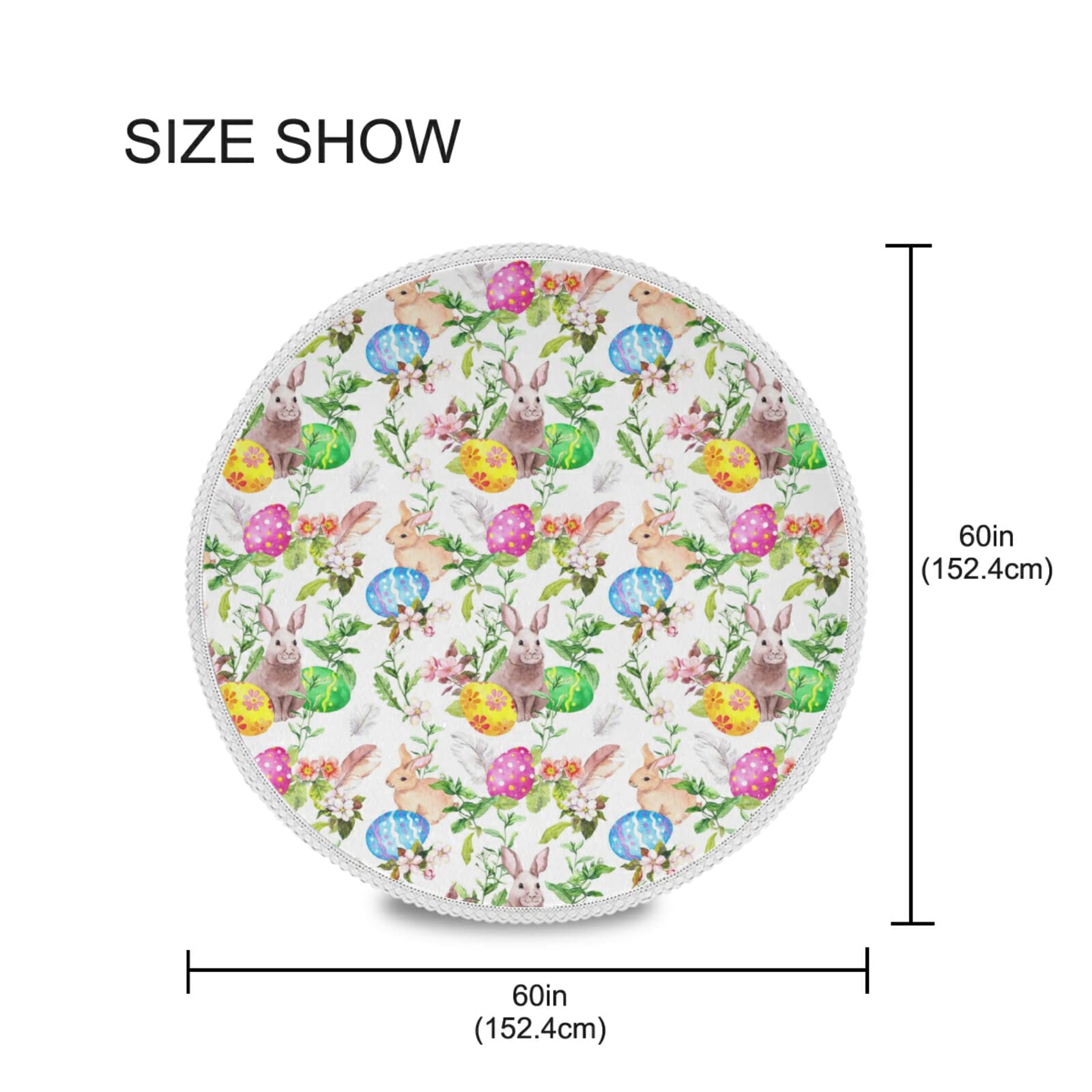 Tovaglia Rotonda Horaldaily 178 Cm – Con Coniglietti E Carote, Perfetta Per Pasqua, Picnic E Cene In Famiglia - 3