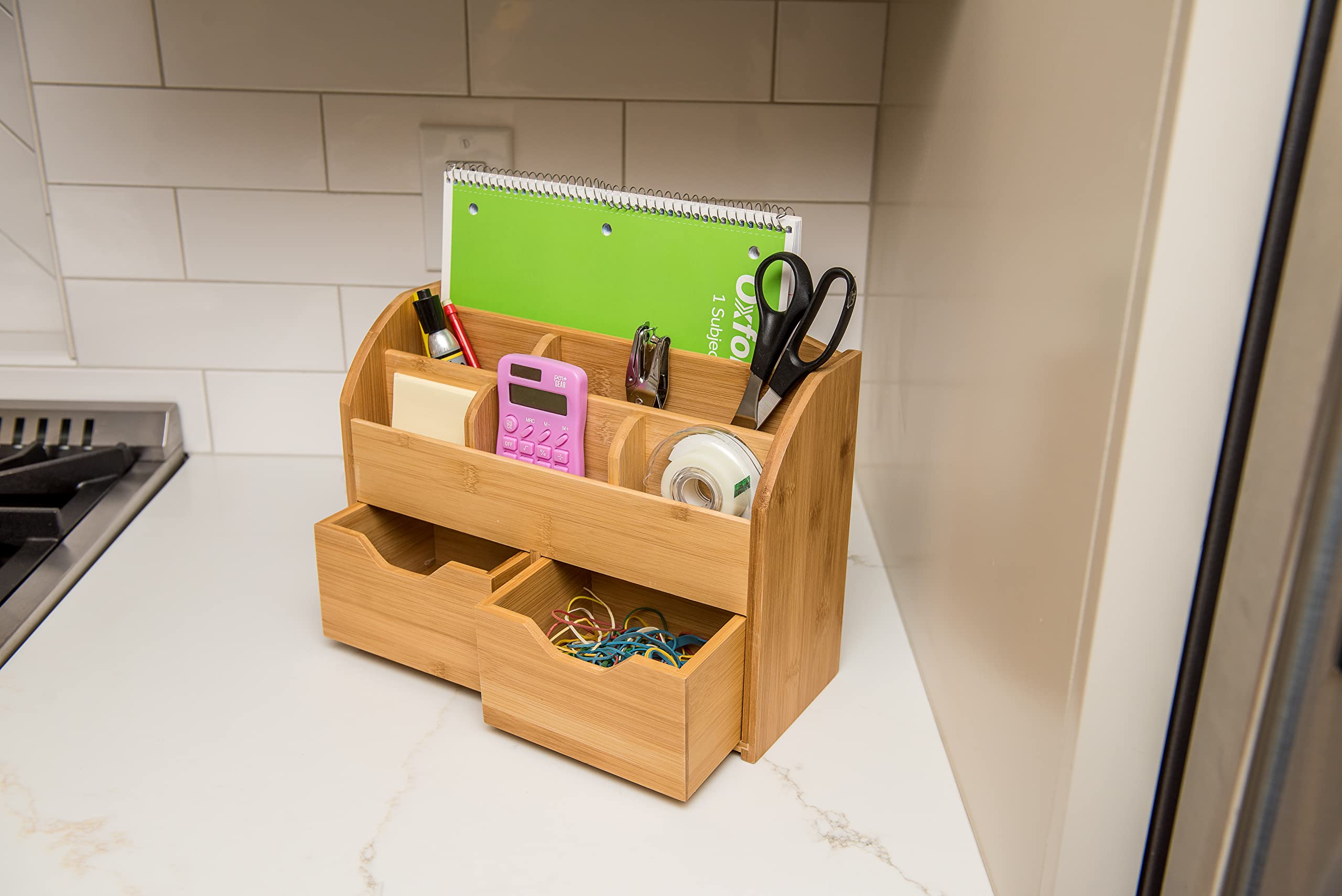 Lipper International 809 Schreibtisch-Organizer aus Bambusholz, platzsparend, 33 x 25,4 x 14 cm