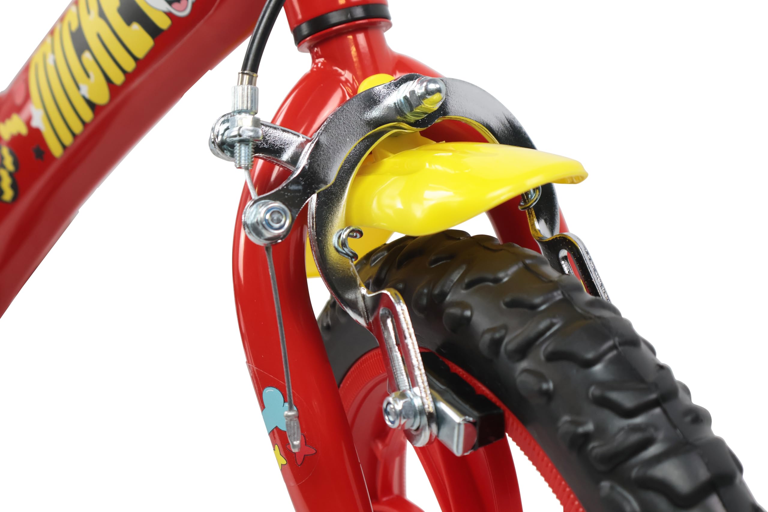 Denver Bike Bicicletta Bambino 12 Pollici Licensed Mickey, 2-4 Anni, Rotelle Removibili, Freno Anteriore Caliper, Telaio Acciaio, Ruote EVA Antiforatura, Borraccia e Scudo