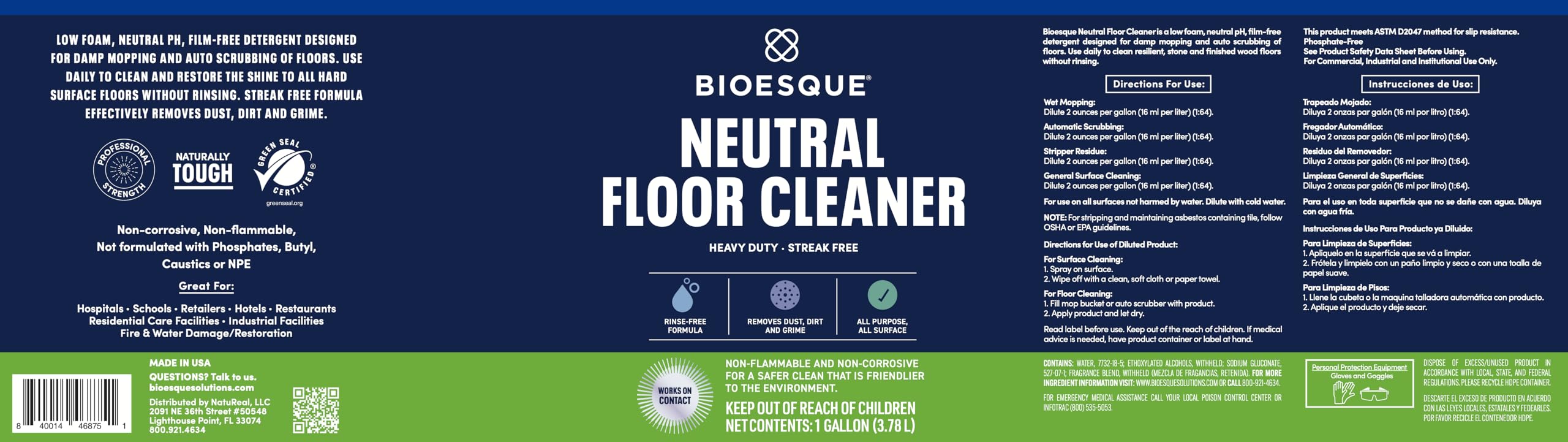 Bioesque Neutral Floor Cleaner, 1 Gallon (Pack of 1)