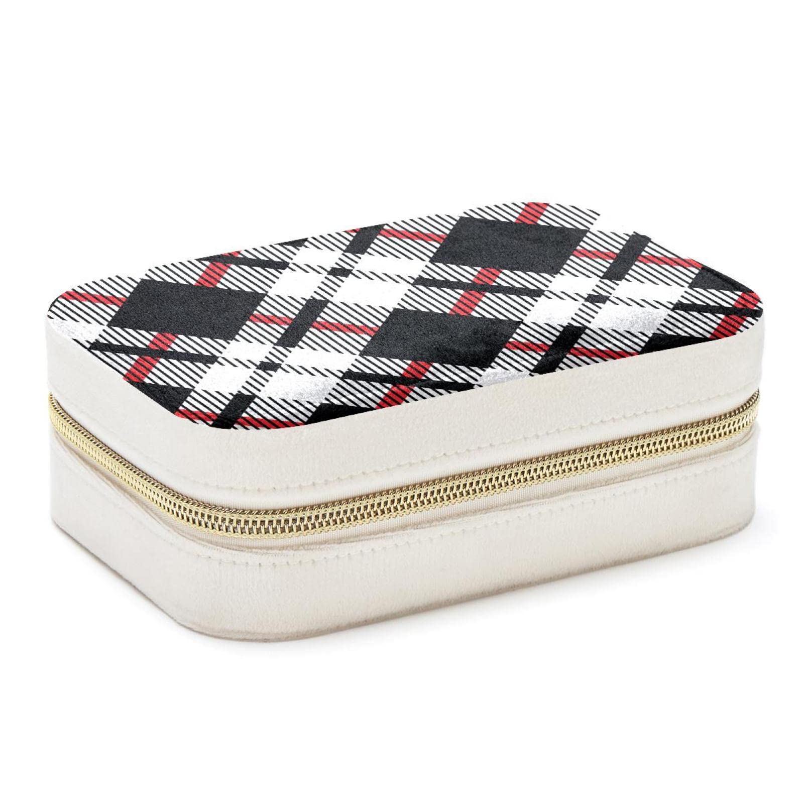 Boîte à bijoux anti-nœuds de voyage - Organiseur tartan pour protéger colliers et bagues