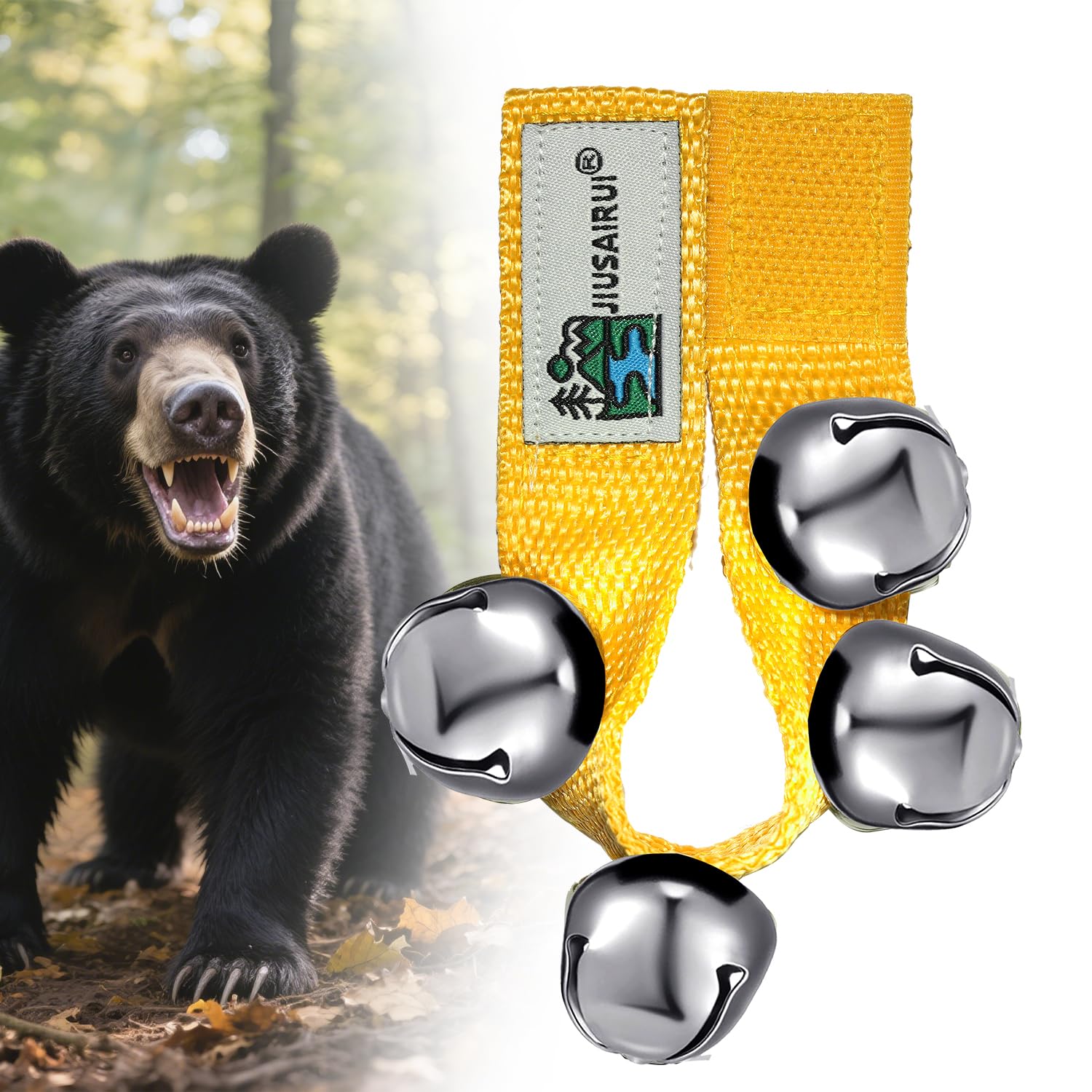Outdoor Bear Bells for Hiking Safety: Bear Horn to Scare Bears Deterrent Devices for Dogs Biking Fishing Camping Climbing (Yellow)
