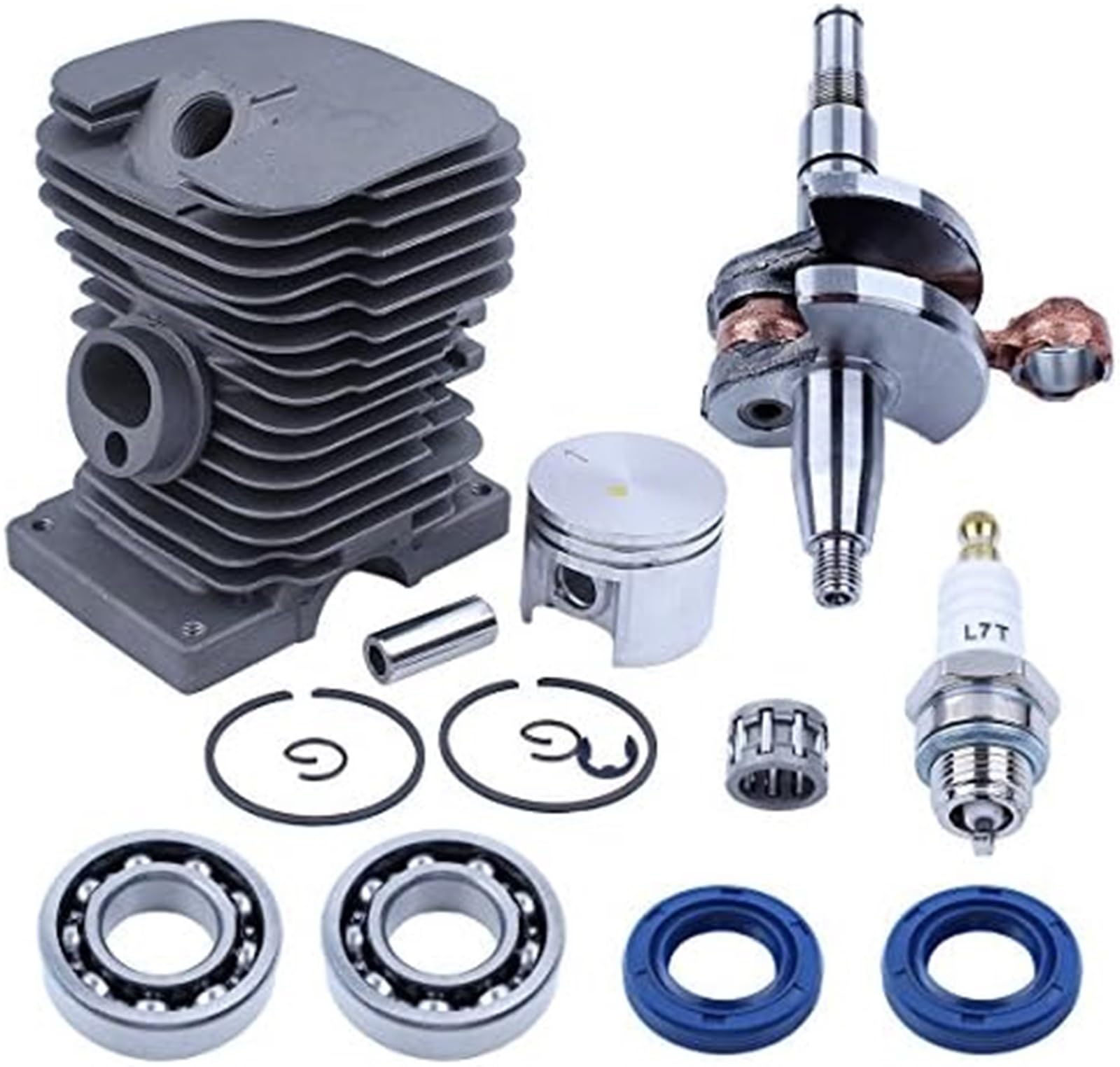 Kit cilindro pistone 38mm Cuscinetti albero motore, for motoseghe STIHL, MS180 018 MS170 017 con paraolio candela L7T Anelli perni candela di accensione per macchine da giardino
