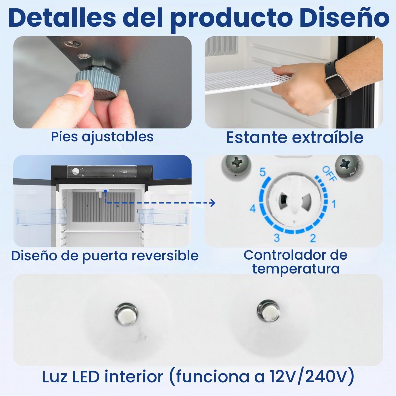 Smad Nevera Camper 40L, Nevera Trivalente-Gas 12V 230V, Camping Frigorifico Trivalente para Caravanas, Autocaravanas, Furgonetas, Garajes, Camiones, Casas Móviles, Sin Ruido, Absorción