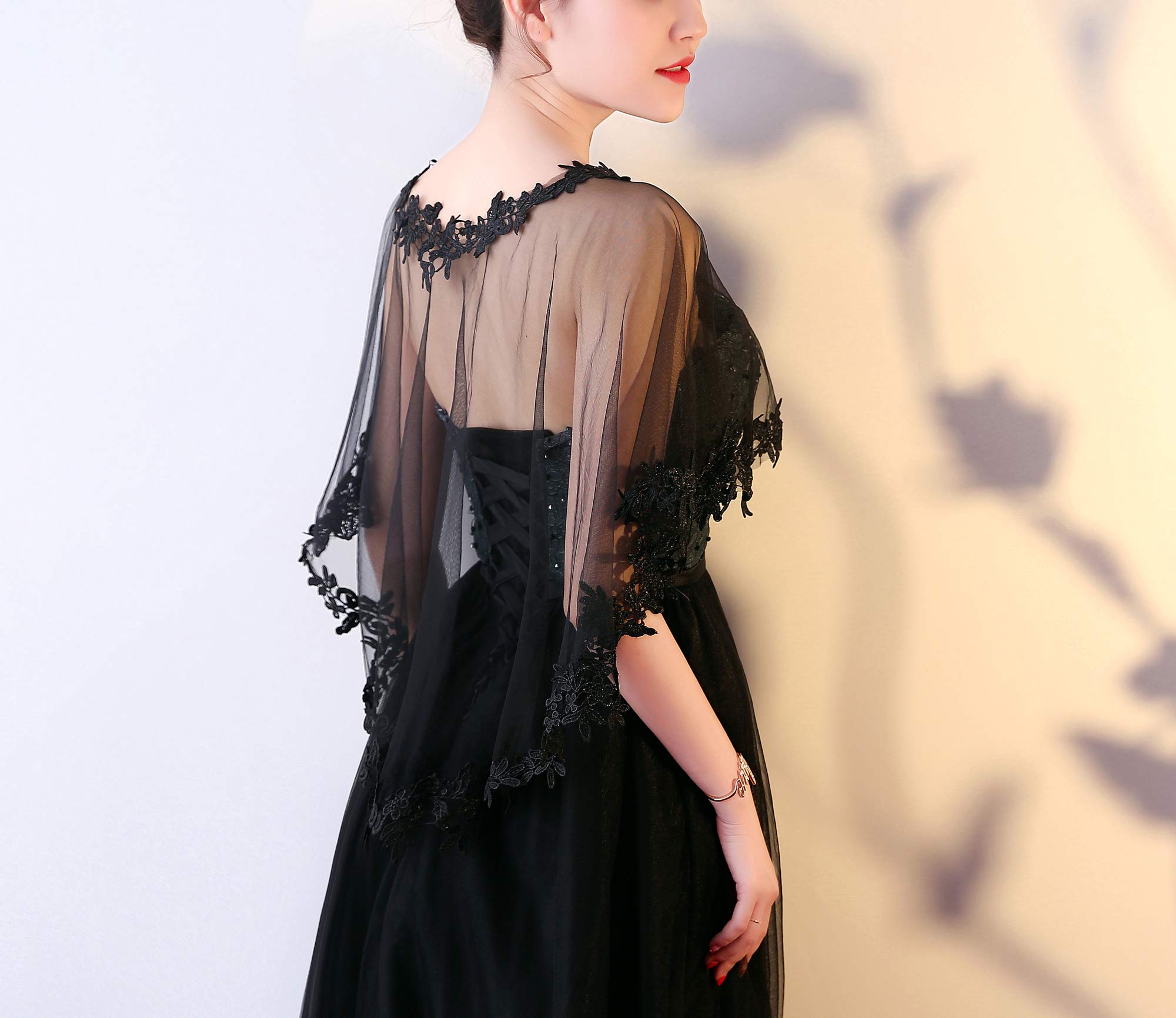 CHIC DIARY, elegante mantellina in tulle, stile retrò, in pizzo, tipo bolero, per abito da sposa, da sera e da cocktail