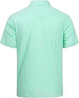 Vista 150 de J.VER Camisas de manga corta de lino y algodón para hombre, estilo informal, ligeras, con botones, para vacaciones, playa y verano, con bolsillo