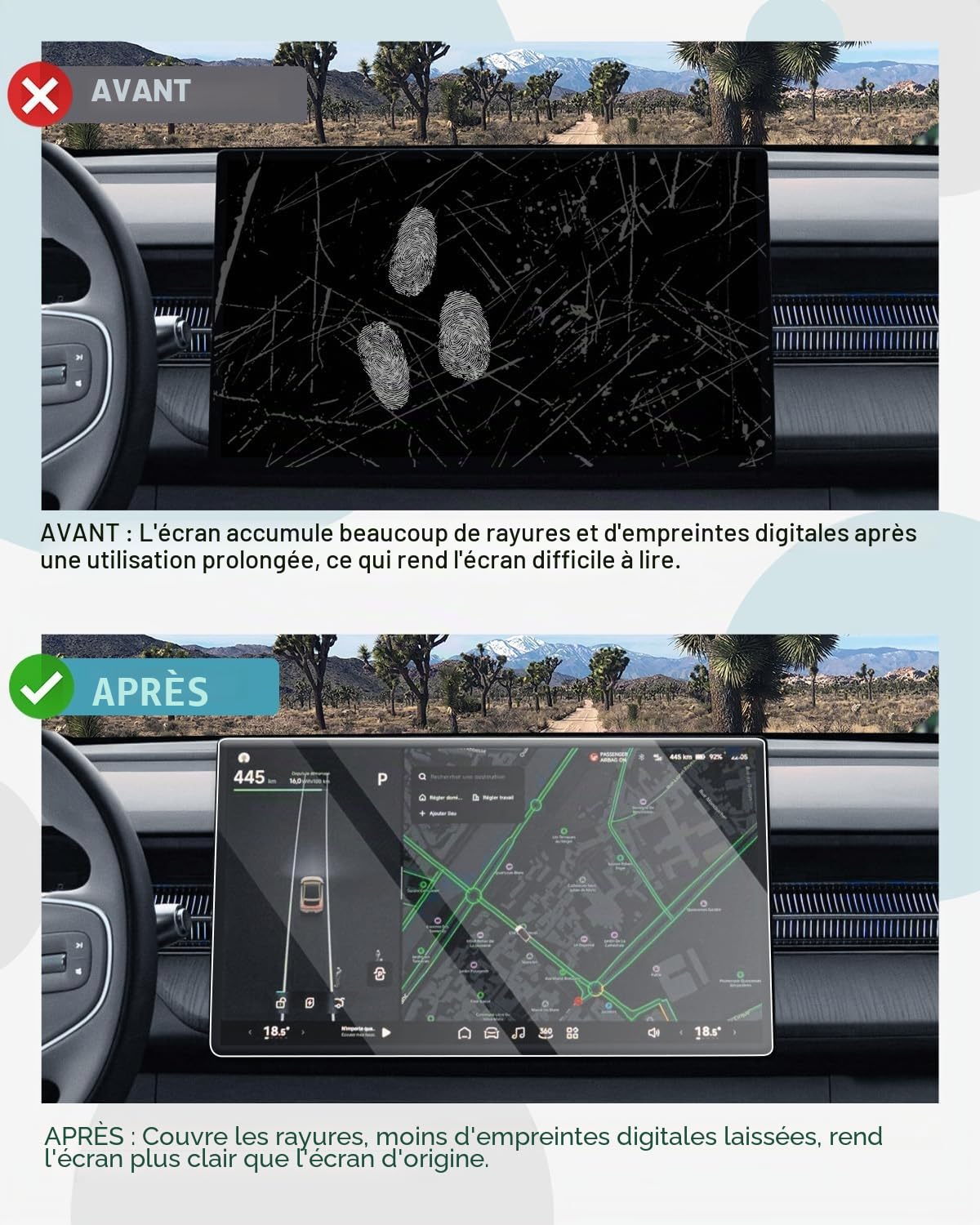 CDEFG Xpeng G6 Film de protection d'écran en verre trempé anti-rayures pour GPS 9H Compatible avec 2025 2026 15,6"
