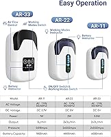 Vista 5 de Bomba de aire para acuario, bomba de oxígeno portátil recargable con salidas simples/dobles, aireador silencioso para peceras de hasta 30/70