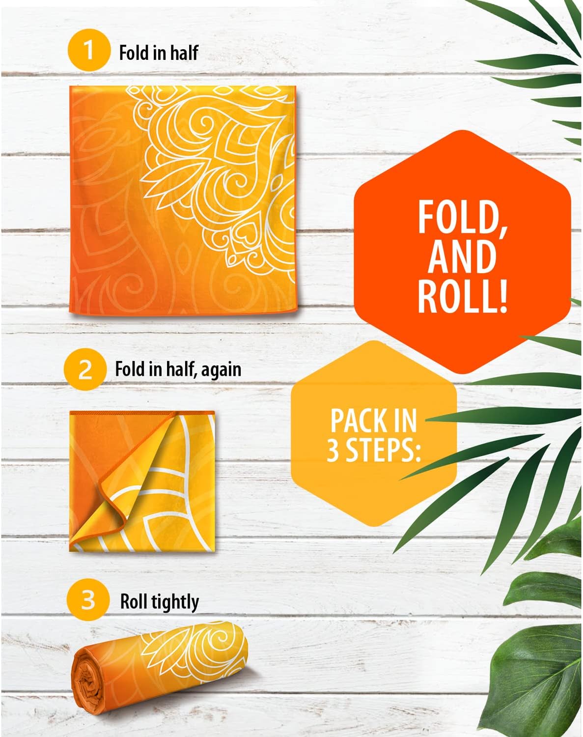 VENTURE 4TH Microfiber Beach Towel: Quick-Dry, Compact, Sand-Free, Absorbent, Sandproof and Lightweight - Perfect for Camping, Beach, and Roadtrips (Orange Mandala Design | 35x78 inches) - Image 5