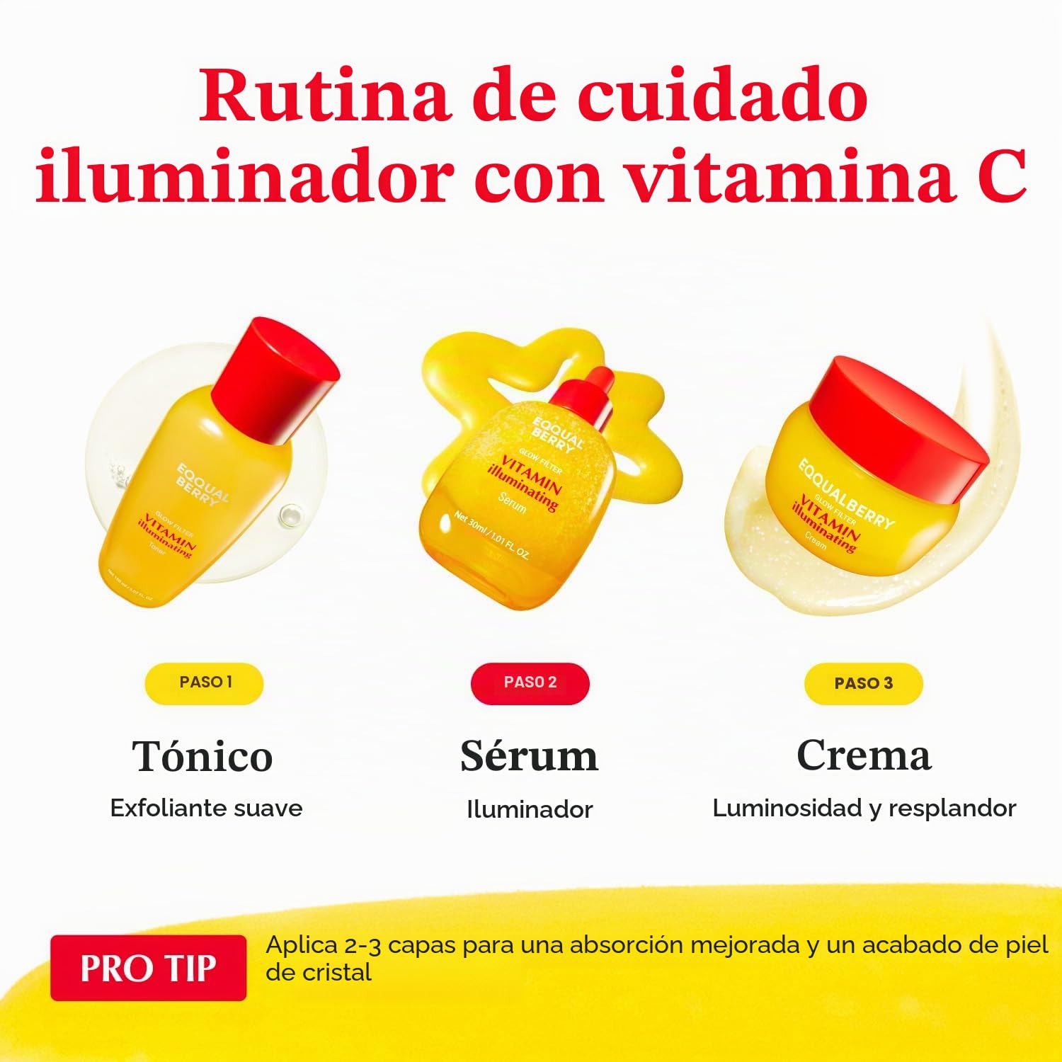 EQQUALBERRY Suero Iluminador con Vitaminas – Sérum Facial Ligero con Vitamina C, Niacinamida y Ácido Hialurónico – Hidratación Diaria 30 ml