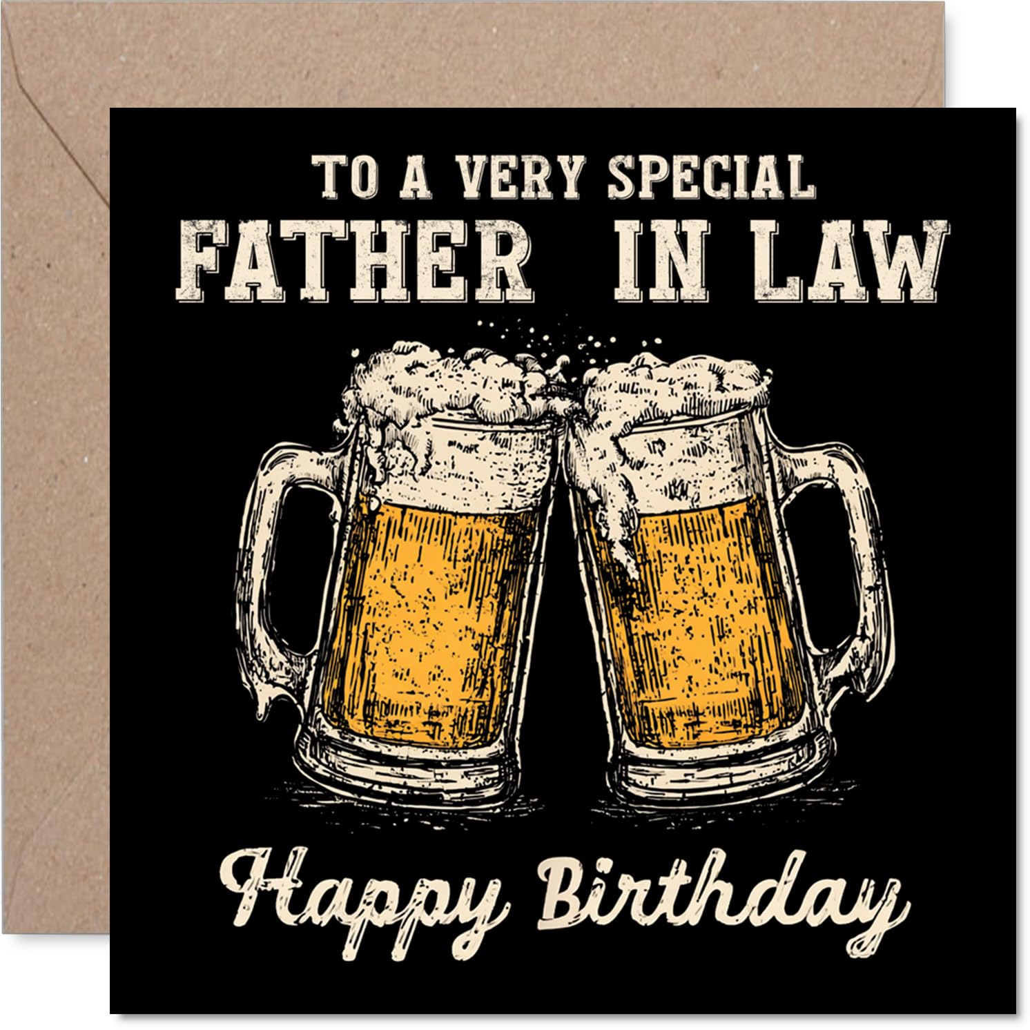 Father in Law Birthday Card - Bday Beer - Happy Birthday Card for Father in Law from Son Daughter, 145mm Cheers Beer Greeting Cards